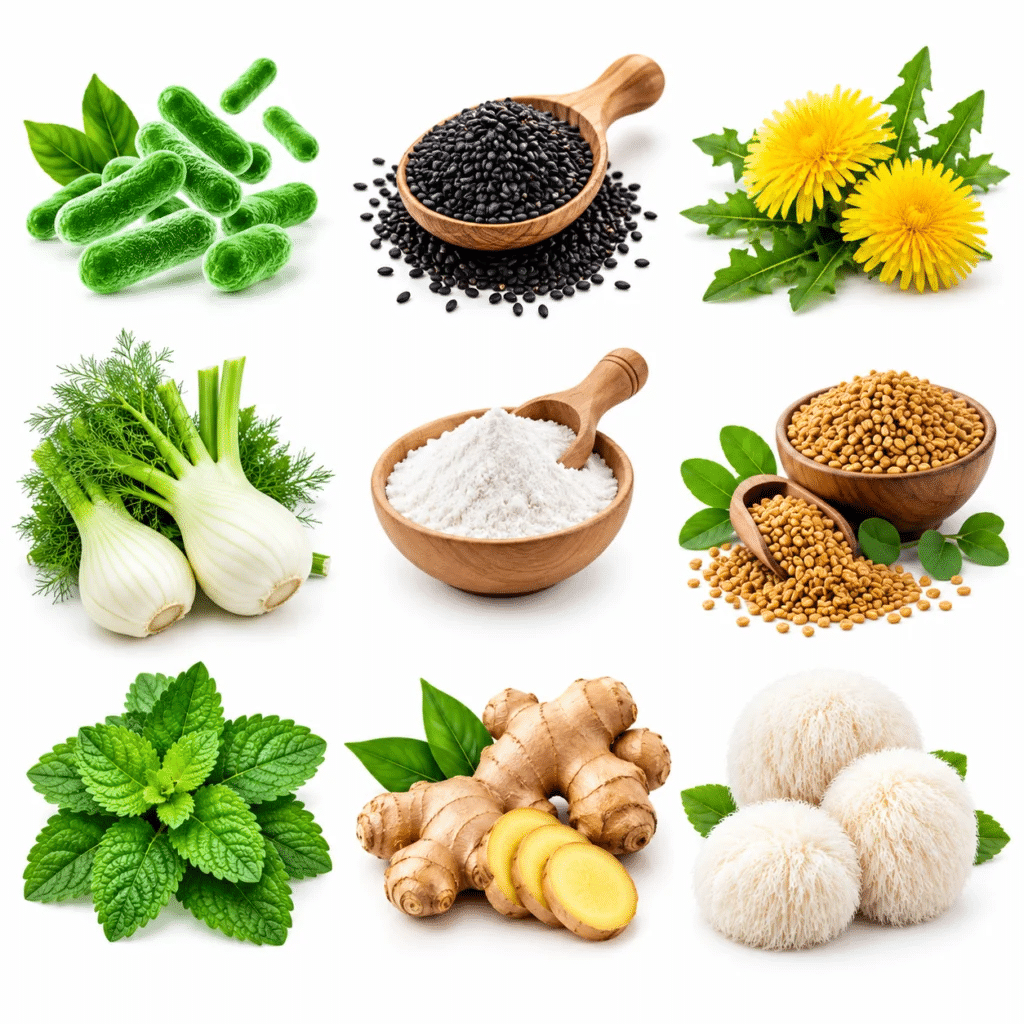 Illustration of the probiotic supplement key ingredients